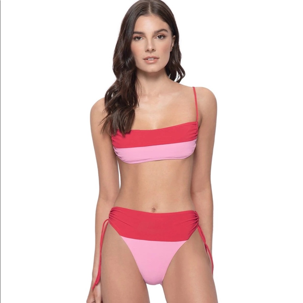 PQ Swim- Aura Ruched Color Block High Waist Bottoms- Bottoms only